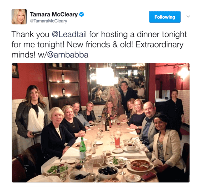 Tamara McCleary creating community over dinner with Leadtail
